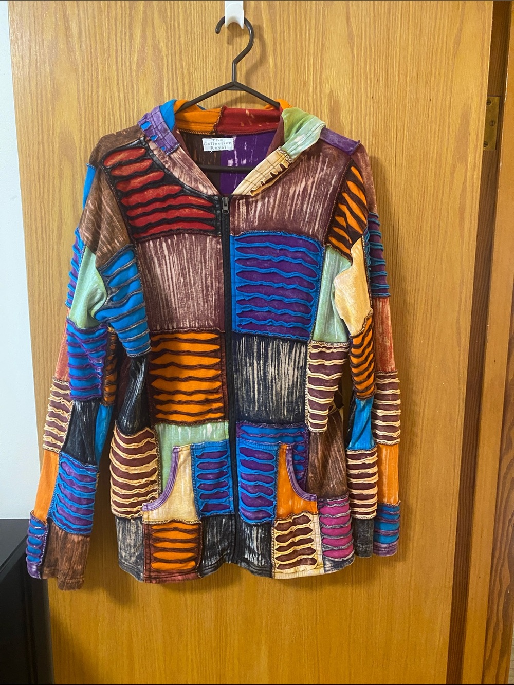 Colorblock Patchwork Hooded Jean Jacket - Multicolor